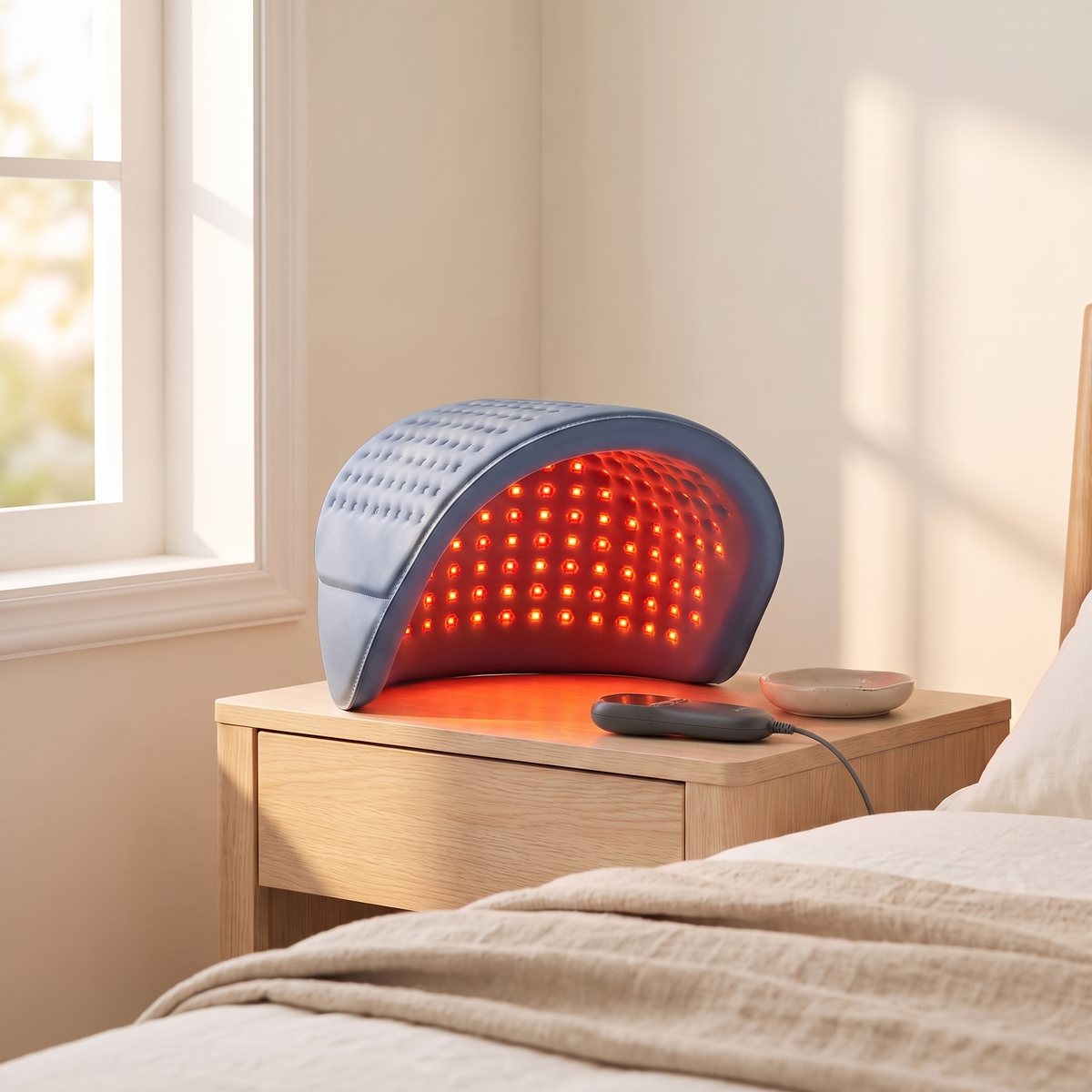 Rubalume flexible LED light therapy pad in dusty blue